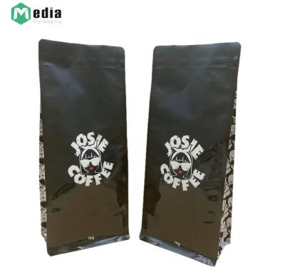 China Customized Plastic Bag with Logo Print Zip Lock Flat Bottom Coffee Bag Flat Bottom Aluminium Foil Package for sale