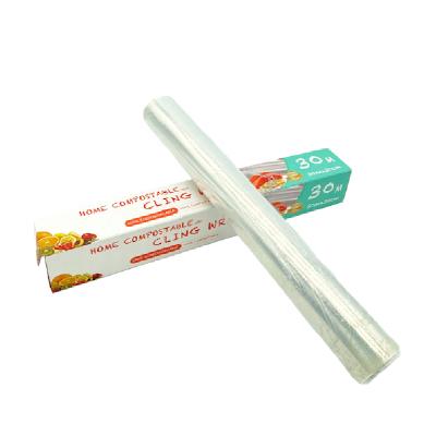 China RTS Transparent Moisture Proof Compostable Plastic Wrap PLA Kitchen Cling Film For Food Grade for sale