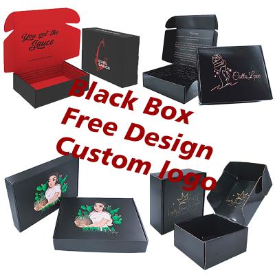 China Custom Recycled Materials Logo Size Black Kraft Packaging Corrugated Shipping Cardboard Postal Wig Subscription Ad Paper Cosmetic Gift Box for sale