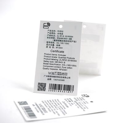 China UHF 860-960MHZ Wholesale Programmable Waterproof/Waterproof Fabric RFID Hang Tag Label For Cloth Clothing for sale