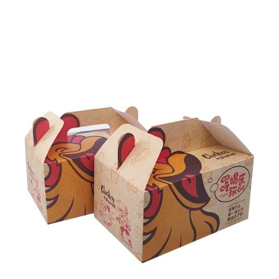 China Wholesale Biodegradable Custom Portable Wrapping Paper Take Away Food Packing Box Packaging Disposable Paper Fried Chicken Boxes for sale