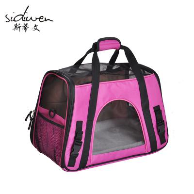 China Stored Portable Polyester Soft Sided Small Foldable Durable Pet Travel Carrier Bag for sale