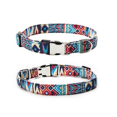 China Custom New Printing Style Personalized Bohemian Multiple Colors Dog Collar Quick Release Adjustable Pet Collar For Dog for sale