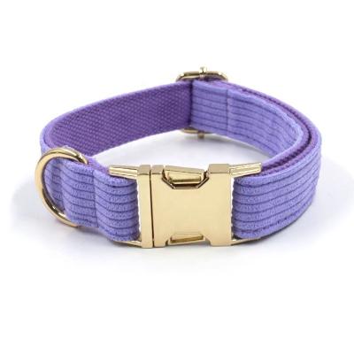 China Quick Release OEM Custom Brand Logo Rose Gold Metal Buckle Soft Velvet Dog Collar Comfortable Adjustable Pet Collars for sale