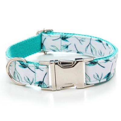 China Luxury Quick Release Pet Collars Manufacturer Printing Loose Cotton Webbing Lightweight Cyan Adjustable Soft Dog Collar for sale