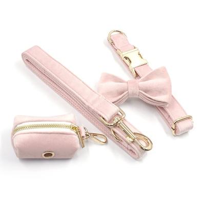 China Luxury Thick Quick Release Velvet Gold Buckle Pet Collar Leash Bowknot Pocket Dog Costume Christmas Pet Supplies for sale