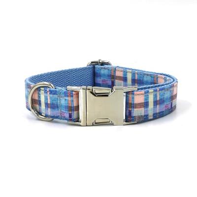 China Adjustable Cute Nylon Cloth Strap Quick Release Plaid Print Design Pet Accesorios Cotton Training Collars For Dog for sale