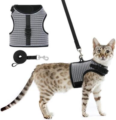 China Amazon Viable Hot Sale Escape Make Soft Adjustable Reflective Breathable Vest Cat Harness And Leash Resistant for sale