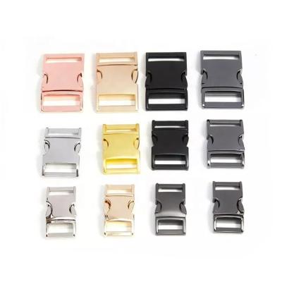 China Custom Name Nickel/Lead Free Seat Belt Buckles Multicolor Rose Gold Side Logo Quick Release Metal Buckle For Dog Collars for sale