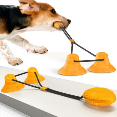 China Viable Rubber Indestructible Treat Ball Food Puzzle Bite Pet Chew Dog Ball Dispensing Interactive Concealment Toys for sale