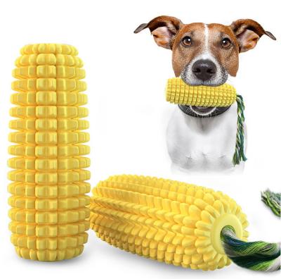 China Sustainable Pet Chew Dog Toys Clean Puppy Toothbrush Teeth Interactive Corn Dog Toys Aggressive Chewers for sale