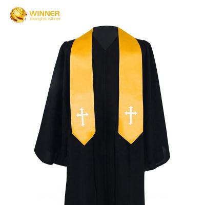 China School 2023 New Design Plain Stole Cheap High Quality Gold Graduation Stole Sash For Graduation for sale