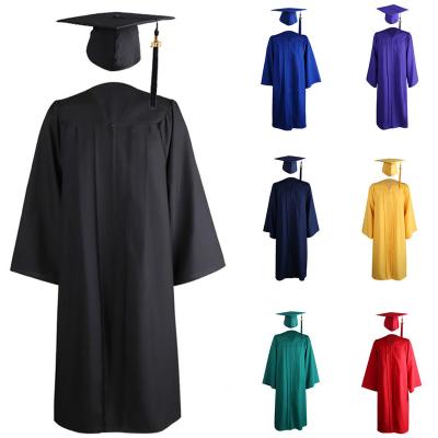 China Luxury Big Stock Classic Cheap American University Master Gowns Adult Ceremony Uniform Wholesale Graduation Gowns With Caps for sale