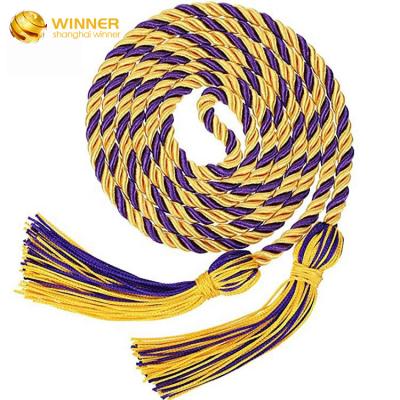 China Luxury College Honor Cord Rayon Twisted Cords Graduation Honor Cords With Single Color Double Color for sale