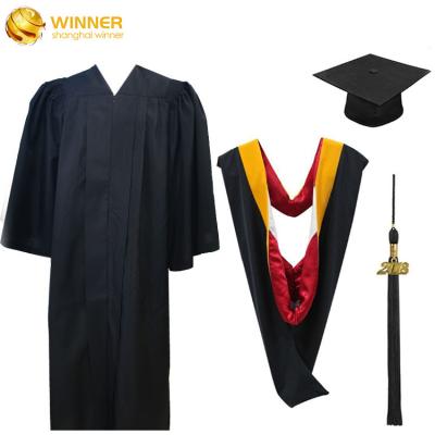 China School College Graduation Gown Set Uniforms School Adults Graduation Gown Cap And Hood Custom Black Graduation Gown for sale