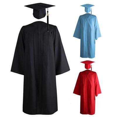 China School Clothes Cheap Polyester University Adults High School Black Matte Custom Graduation Hat And Gown for sale