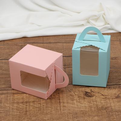 China Best Seller Custom 1 Pcs Disposable Cupcake Box With Handle for sale