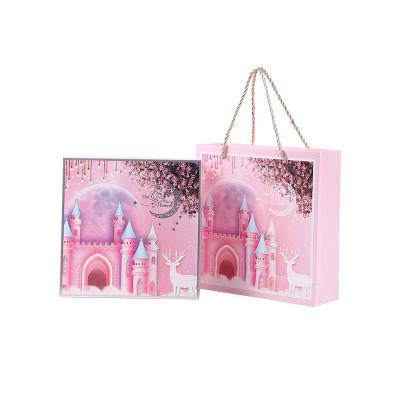 China Small Color Handmade Sky And Earth Folding Cover Kraft Paper Gift Box And Bag Set for sale