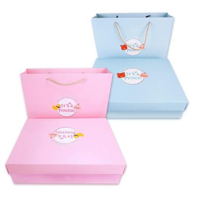 China Handmade Baby Folding Rectangular Box Newborn Box Baby Gift Set Large And Earth Blanket Color Paper for sale