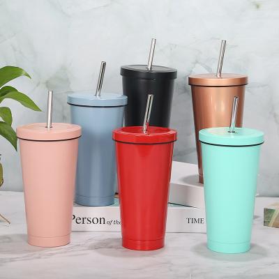 China Amazon Sustainable Popular Stainless Steel Double Wall Vacuum Tumbler Insulated Coffee Mug Tumblers With Straw for sale