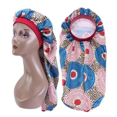 China African bonnet headwrap ready shipping designer Beanies Custom Logo Satin Long Braid Bonnet for long hair for sale