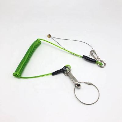 China PVC Green Tool Safety Lanyards, Plastic Coiled Lanyard Cord For Scaffolding for sale