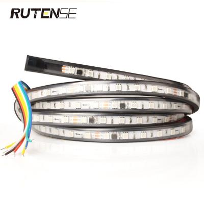 China RUTENSE rubber brake light led strip light 10W car cob 24V led strip canbus 120cm 150cm 200cm 250cm flexible RGB led strip light for sale