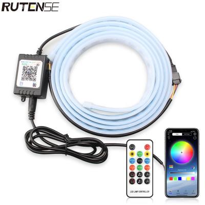 China RUTENSE App 12V Seven Color Car Plastic Atmosphere Lightweight Remote Control RGB Led Strip Hood Light Bar for sale