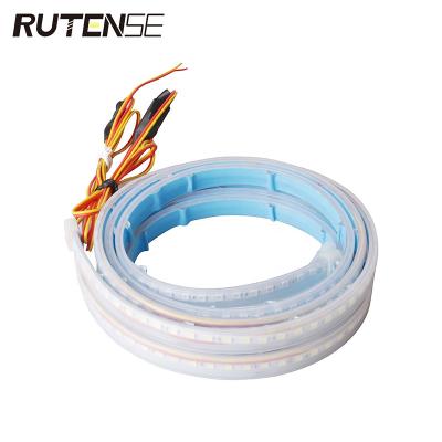 China RUTENSE universal color 60cm remote control strip light two flexible led turn signal drl strip light waterproof led flashing lights for sale