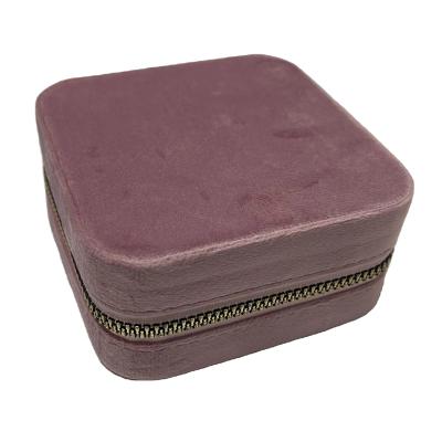 China Pink Velvet Travel jewelry box organizer jewelry box women gift velvet jewelry box for sale