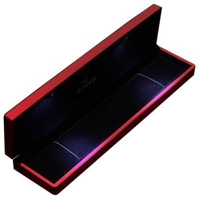 China Customized Your Logo- Luxury Red LED Bracelet Box LED Long Chain Box for sale