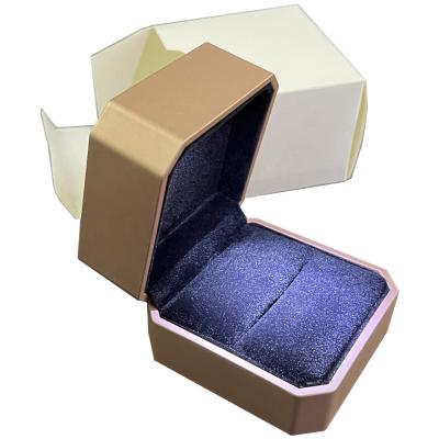 China Customized Your Logo- Luxury Champagne Octagonal LED Ring Box for sale