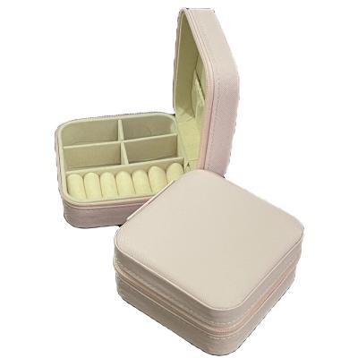 China Pink Travel jewelry box organizer jewelry box women gift Pu jewelry box for sale