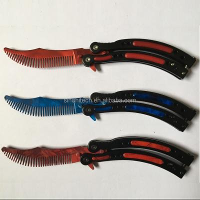 China Comb New Arrival Stainless Steel CS GO Butterfly Comb , Folding Balisong Trainer Comb for sale