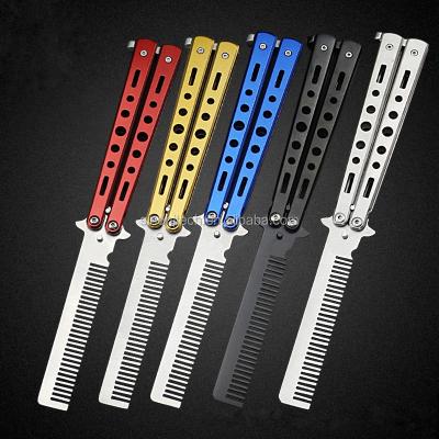 China Butterfly Comb Knife Factory Direct Training Dull Butterfly Training Comb Knife Balisong Trainer For CS GO Game 5 Colors On Stock for sale