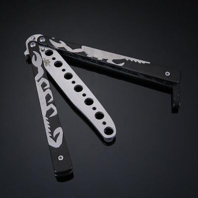 China Butterfly Knife Trainer Scorpion Practice BALISONG METAL BUTTERFLY Trainer Tactical Knife with Sheath for sale