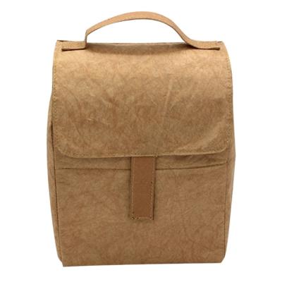 China Eco Cooler Brown Paper Tyvek Lunch Bag Insulated Foldable Reusable Waterproof Insulated Freezable Custom for sale