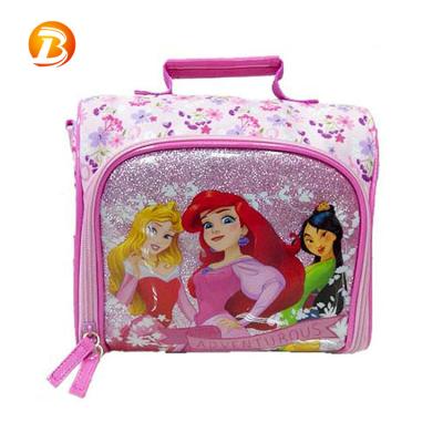 China Thermal Insulation Hot Sale Cute Jacquard 600D Cartoon Pattern Waterproof School Insulated Kids Lunch Bag for sale