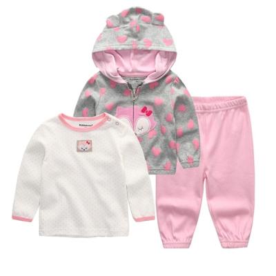 China Antibacterial 2020 new baby three-piece suit is comfortable in cotton heart-shaped print for sale