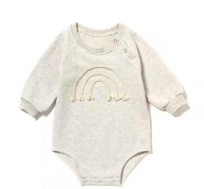 China French Terry Rainbow Baby Romper Long Sleeve Design New Girls Spring Clothes Romper for sale