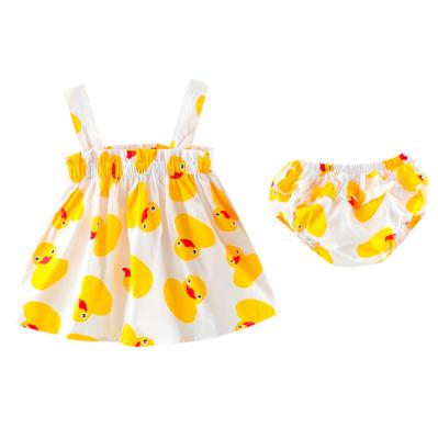 China Antibacterial Babies Clothes Set Lovely Animals Printed Girls Set Sleeveless T-shirt +Shorts Set for sale