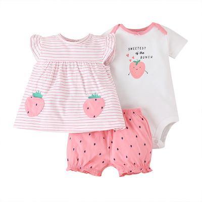 China Antibacterial New Design Comfortable Baby Clothes Cute Pink Children Clothing Set Kids Summer Clothes for sale