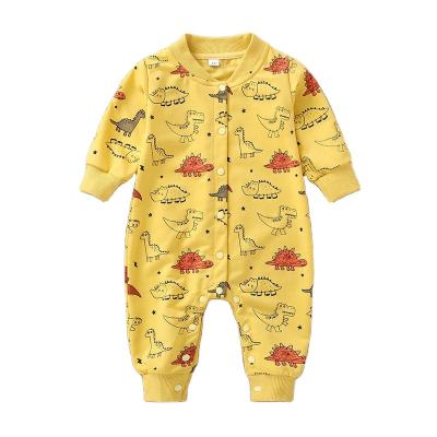 China Cotton Spring Cardboard Dinosaur Printing Baby Romper Newborn Baby Boy Clothes Long Sleeve Baby Romper for sale