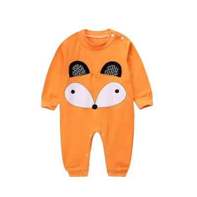 China Cotton Spring Cardboard Fox Pattern Baby Romper Newborn Baby Boy Clothes Long Sleeve Baby Romper for sale