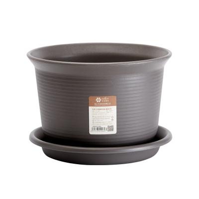 China Eco - Friendly Small Round Plastic Flower Garden Pots Manufacturer Gray Planters for sale