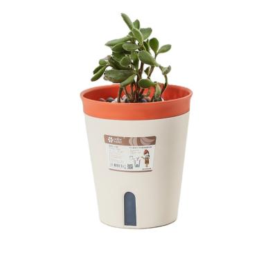 China Modern Hot Selling Plastic Round Flower Pot Self Watering System Indoor Outdoor for sale