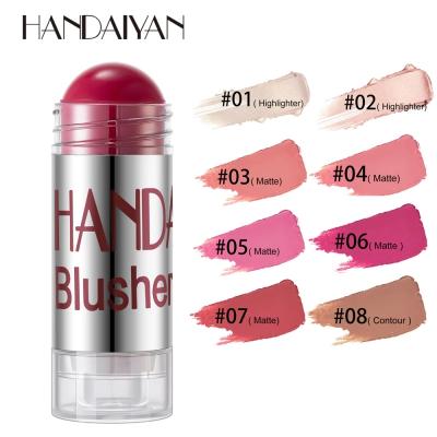 China HANDAIYAN Waterproof Face Makeup Highlighter Bronzer Contour Cream Cheek Blush Shimmer Blush Stick 8 Color Blush For Cheek Eyeshadow for sale