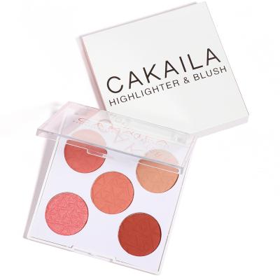 China CAKAILA 5 Color Daily Palette Shimmer Long Lasting Natural Matte Blush Highlighter Blush Powder Makeup Tray for sale