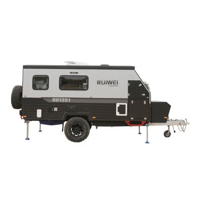 China Travel Trailer 13ft Ruiwei Travel Trailer Pop Up Trailers With Bathroom Offroad Caravans for sale