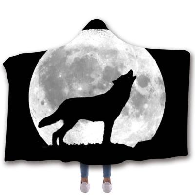 China PORTABLE Custom Design Wearable Super Soft Thick Fleece Hooded Blanket For Adults for sale